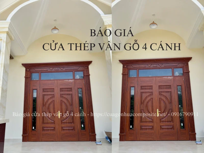 Báo Giá Cửa Thép Vân Gỗ 4 Cánh